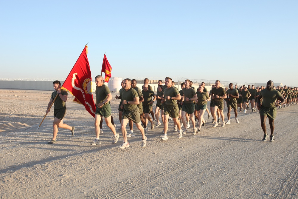 Camp Leatherneck Marines Remember Independence Day with Battalion Run