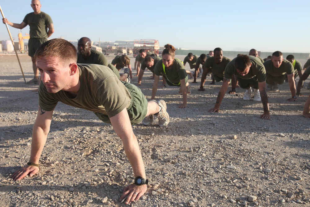 Camp Leatherneck Marines Remember Independence Day with Battalion Run