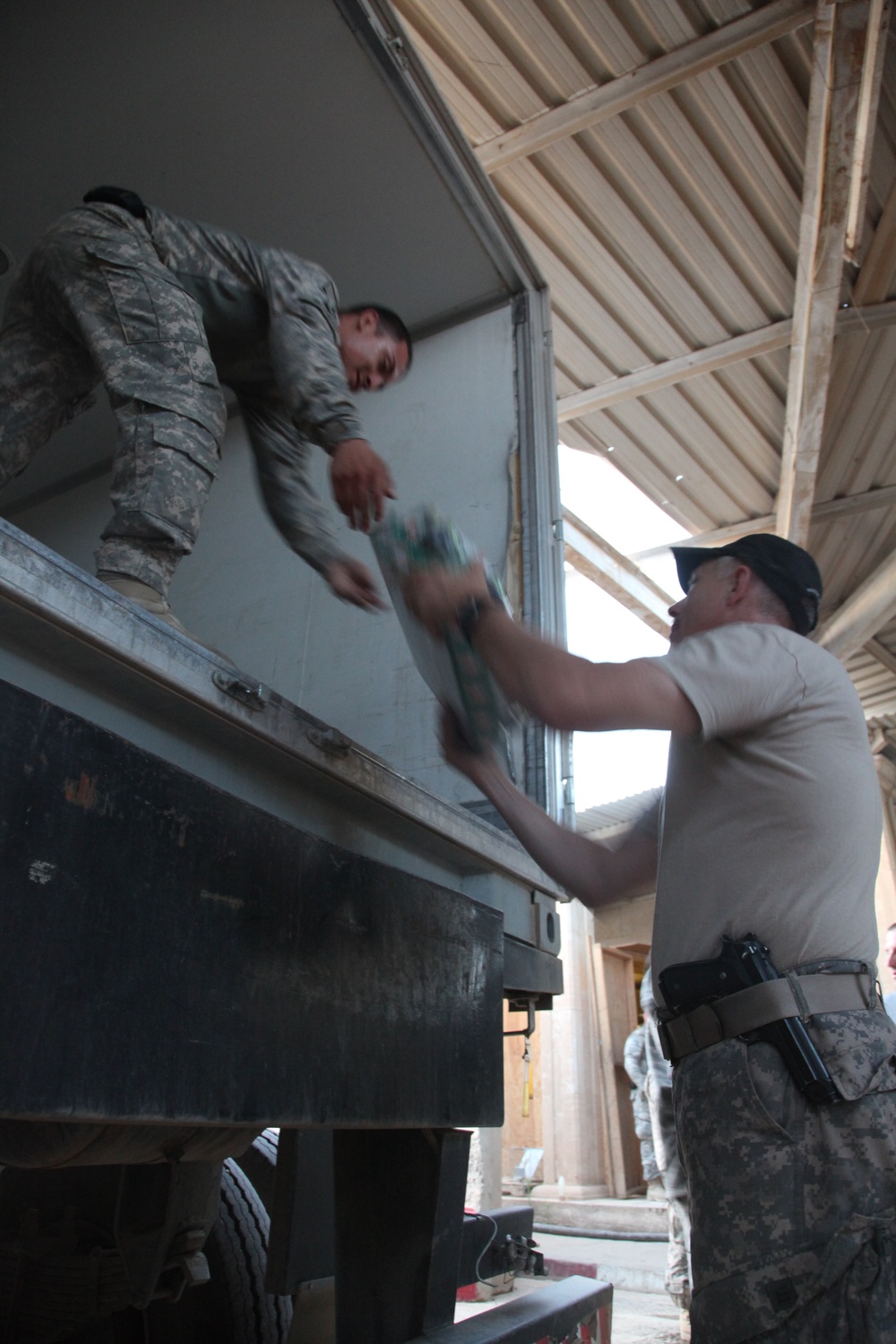 Unloading supplies