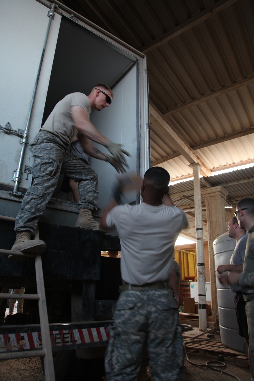 Unloading supplies