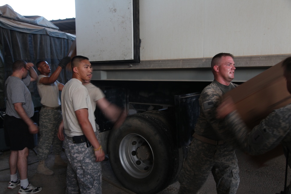 Unloading supplies