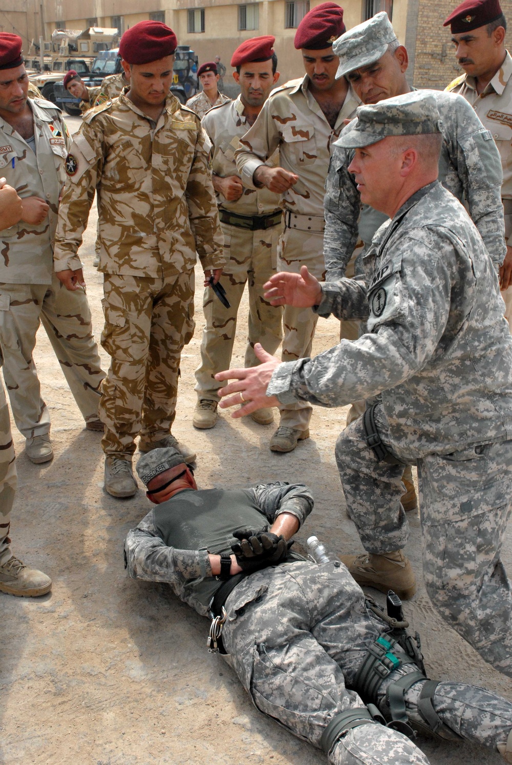 Iraqi Army Commandos train on riot control with seasoned Reservist MPs
