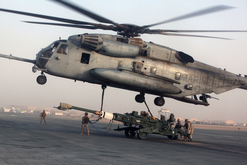 Marines Air-lift Howitzers, Humvee to Kajaki Dam