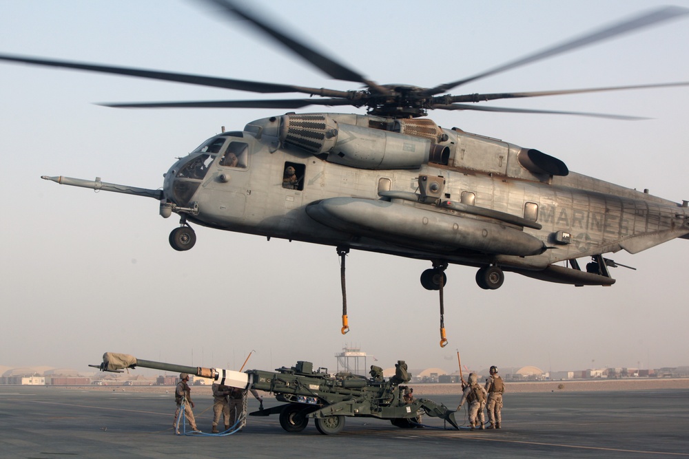 Marines Air-lift Howitzers, Humvee to Kajaki Dam
