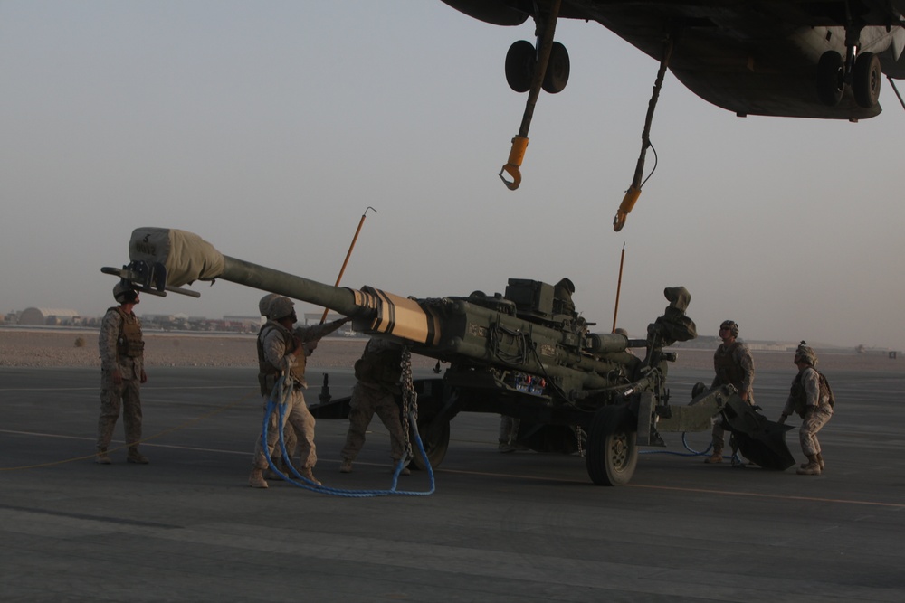 Marines Air-lift Howitzers, Humvee to Kajaki Dam
