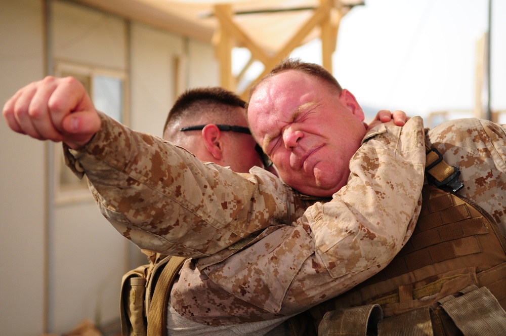 Marines From 215th Corps Partner Team Conduct Landing Zone Drill for Marine Corps Martial Arts Belt Advancement