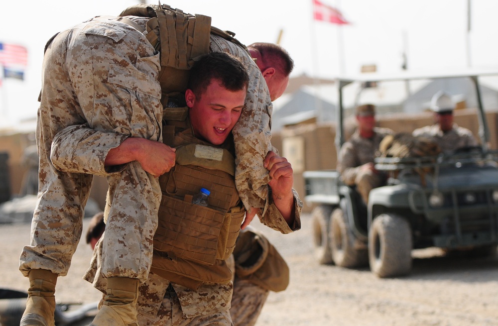 Marines From 215th Corps Partner Team Conduct Landing Zone Drill for Marine Corps Martial Arts Belt Advancement