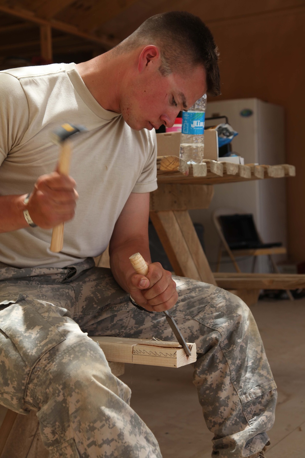Soldiers, locals build base
