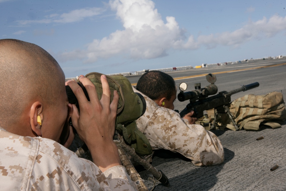 Snipers 'Zero' New Rifle Aboard USS Peleliu