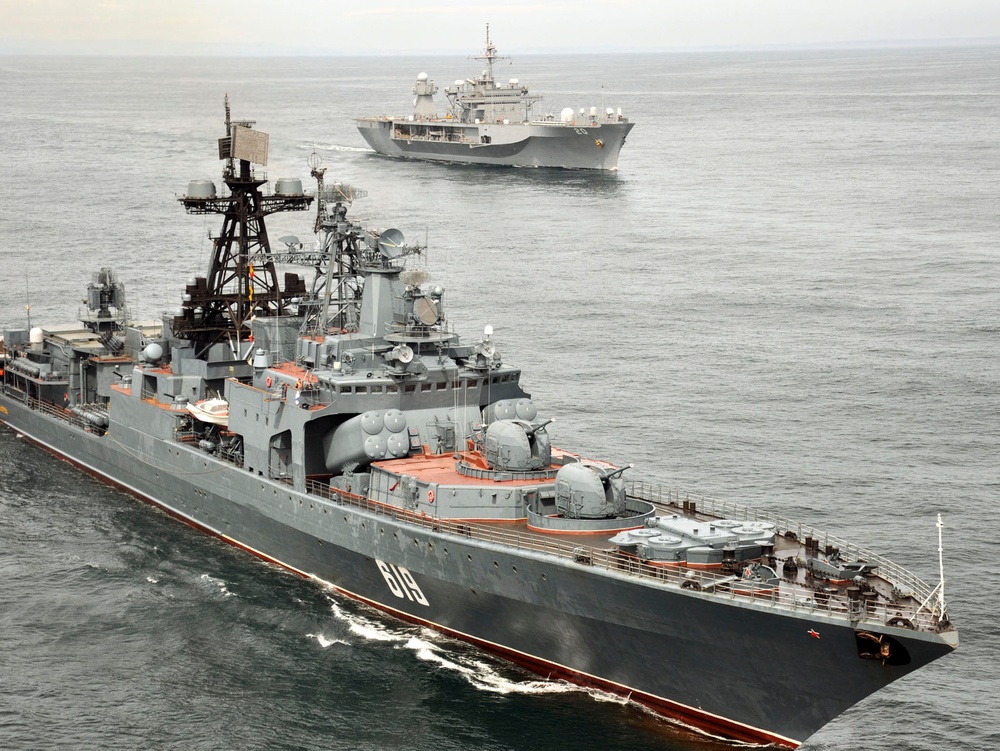 USS Mount Whitney joint exercise with Russian navy