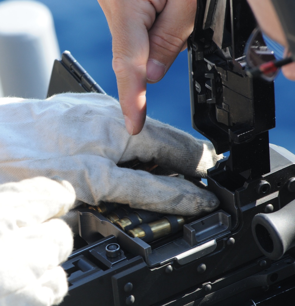 USS Wasp Sailors train with weapons