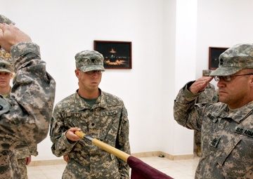 313th Medical Company cases their colors