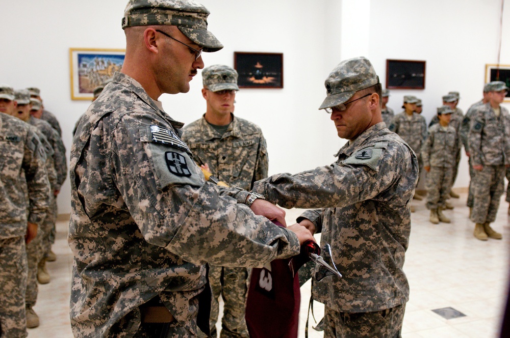 313th Medical Company cases their colors