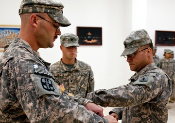 313th Medical Company cases their colors