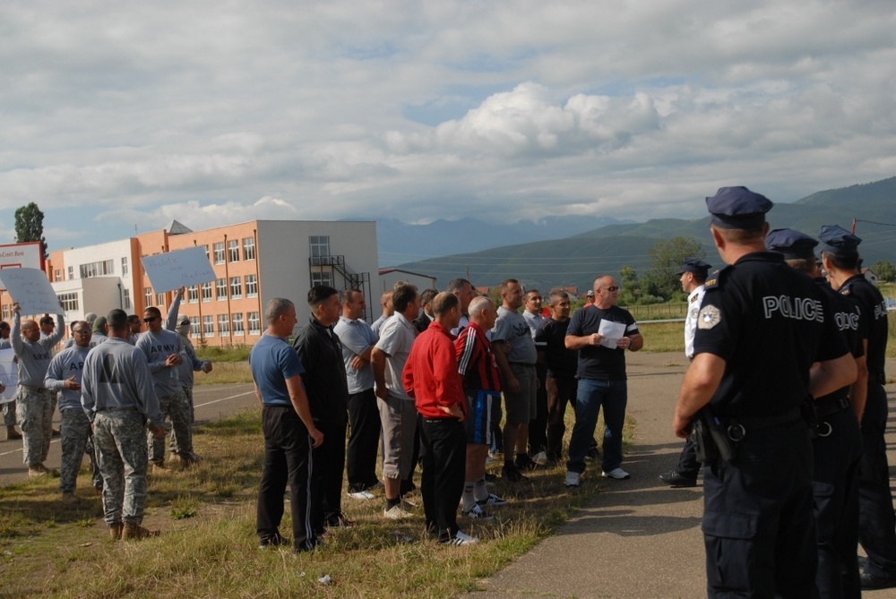 Kosovo Police and KFOR Soldiers Train Together in Riot Control Techniques