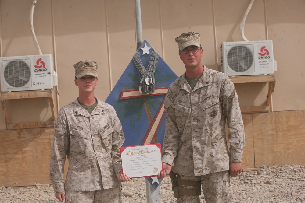 RCT-7 Marine Re-enlists to Re-enlist Marines