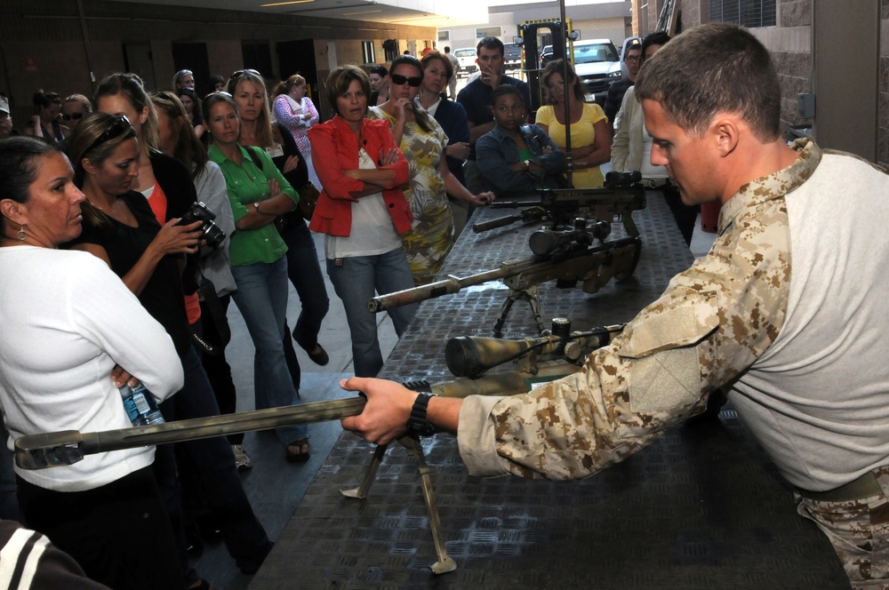 Showing weapons