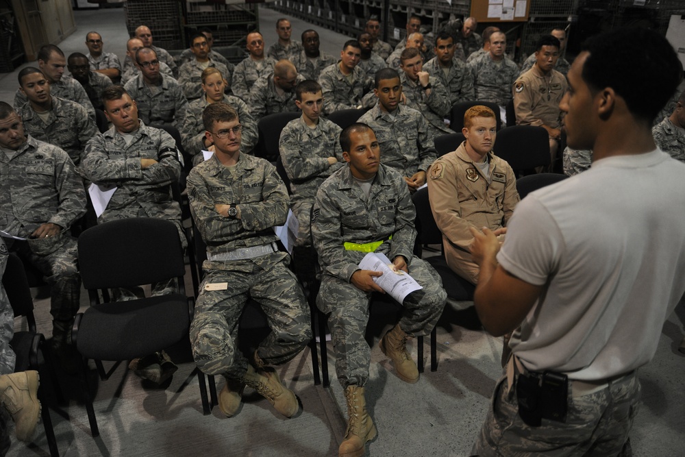 Manas transients process through Expeditionary Theater Distribution Center