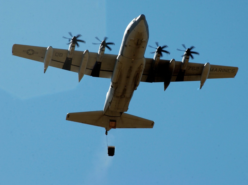 C-130 Drops Cargo During Training