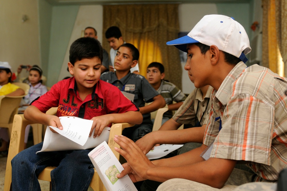 Iraqi children pledge 'head, heart, hands and health' to improve their country