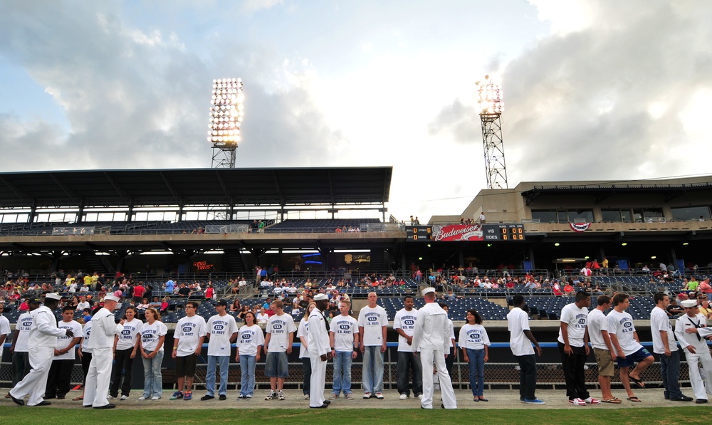 New sailors enlist at baseball game