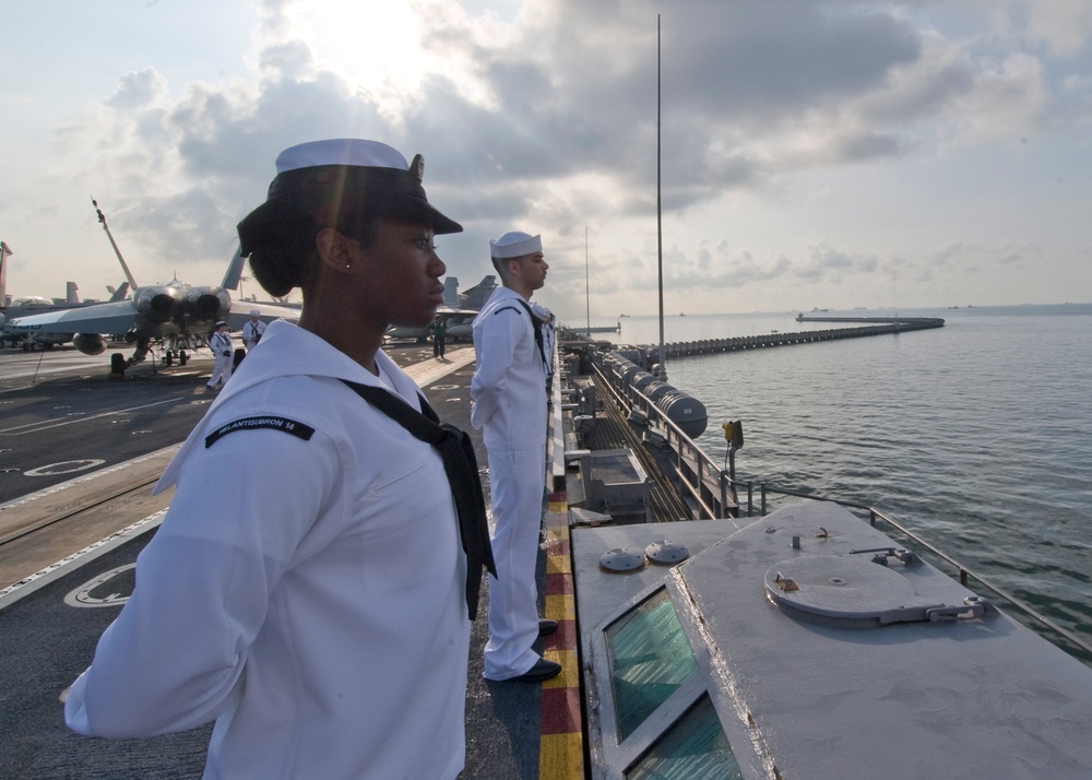 Sailors leave Singapore