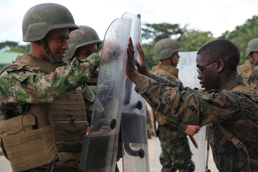 Marines enhance foreign partnerships with Colombia during non-lethal weapons tactics