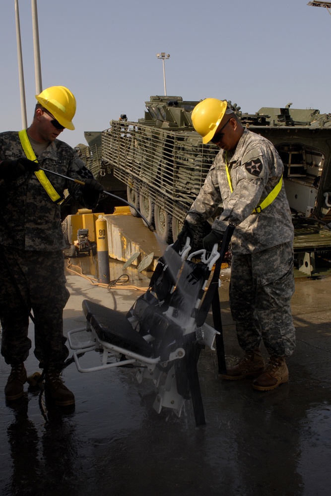 Stryker Soldiers take over wash racks, prepare for redeployment