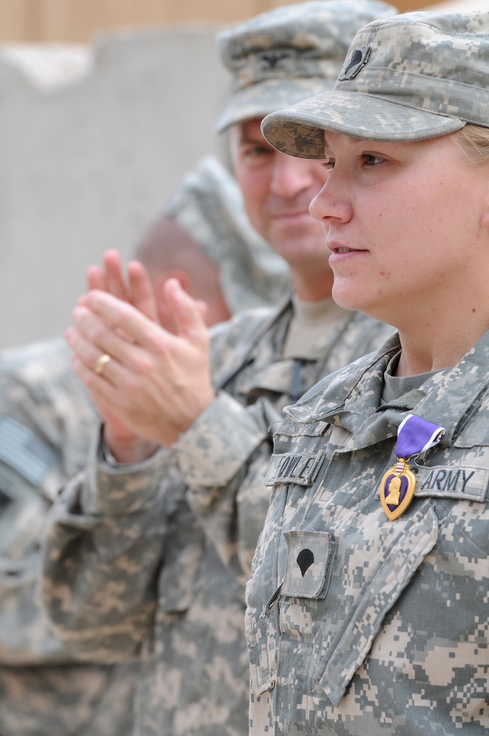 Spc. Patricia Fowler, 101st CAB, Receives the Purple Heart