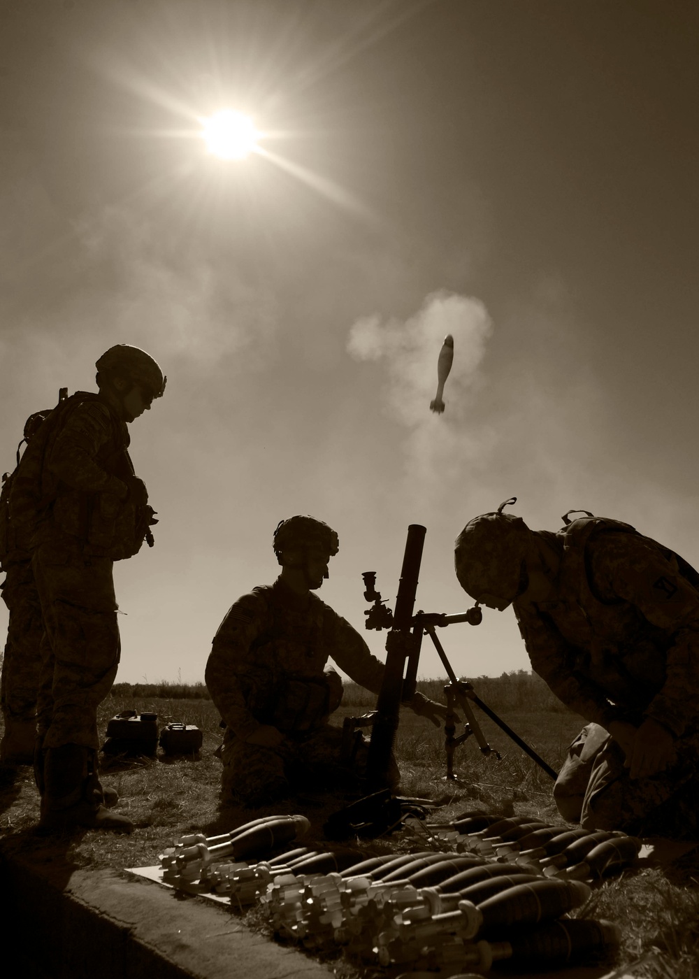 Massachusetts Mortar Platoon Fires for Effect, Camp Atterbury