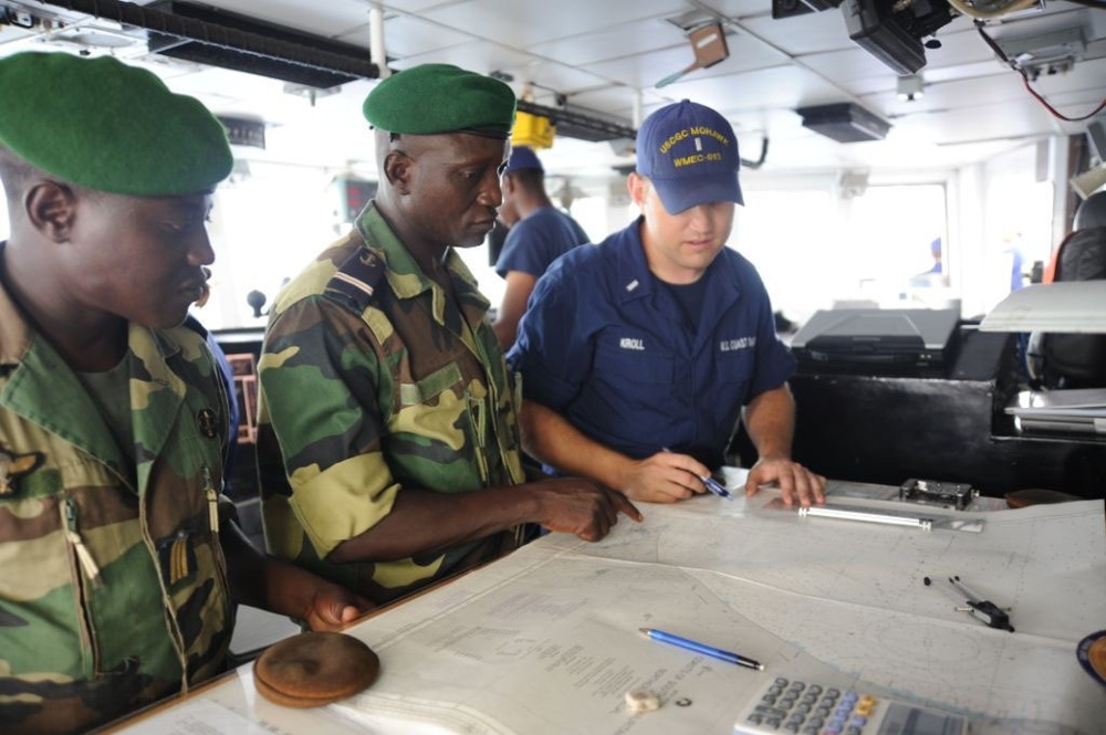 CGC Mohawk Discusses Navigation With Senegalese Navy