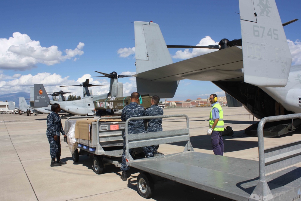 NAS Sigonella's Air Terminal provides priority material to USS Kearsarge