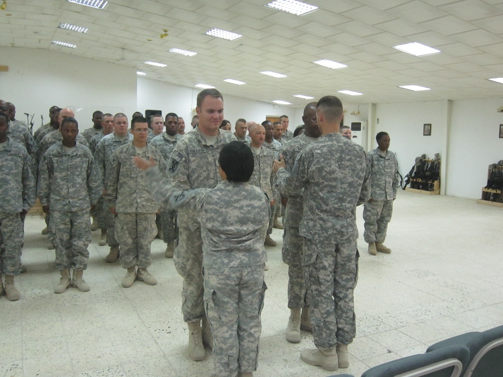 Transportation Company Soldiers hold Combat Patch Ceremony