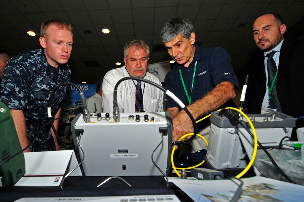 Sailor demonstrates communication equipment