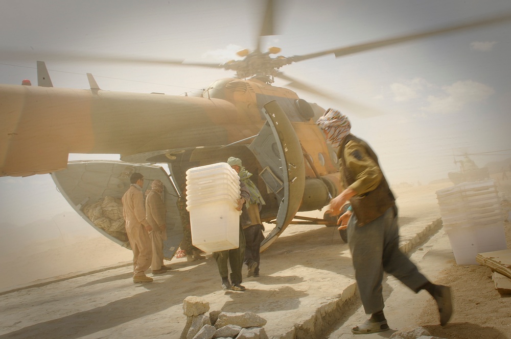 Afghan Mi-17 Helicopters Deliver Election Ballots