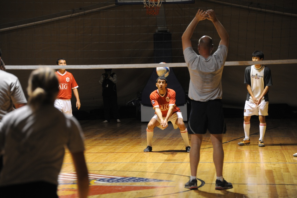 Niz Village and Transit Center compete in a sports day