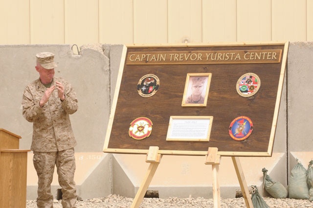 Leatherneck compound dedicated to fallen Marine