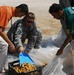 Soldiers help Iraqi citizens harvest dates on Camp Ramadi