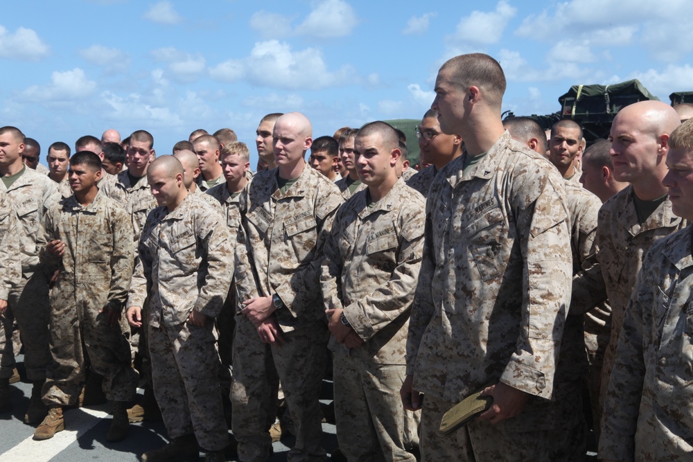 MEU Co visits Marines aboard USS Carter Hall