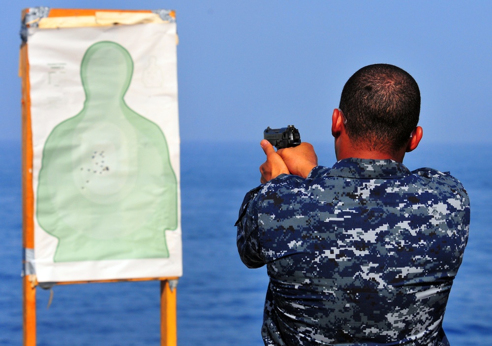 USS Pearl Harbor Crew Train With Handguns