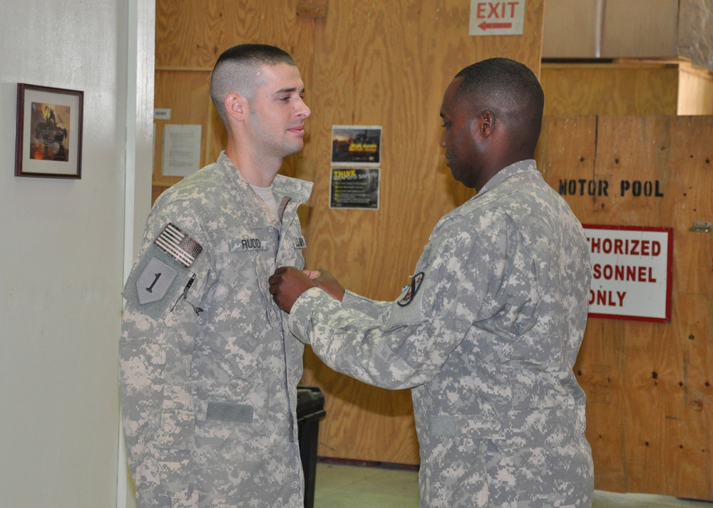 Soldier serving in multiple positions receives battlefield promotion