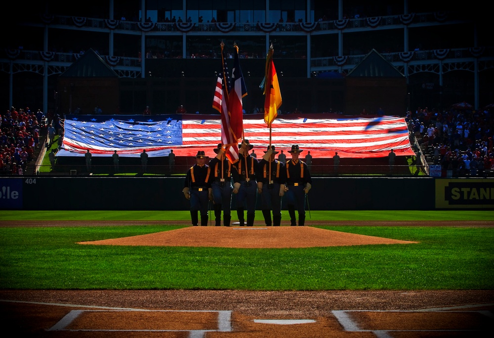 1st Cavalry Division Honor Guard takes the mound