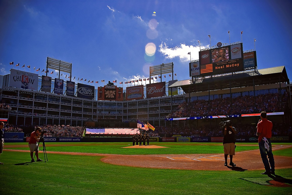 1st Cavalry Division Honor Guard takes the mound