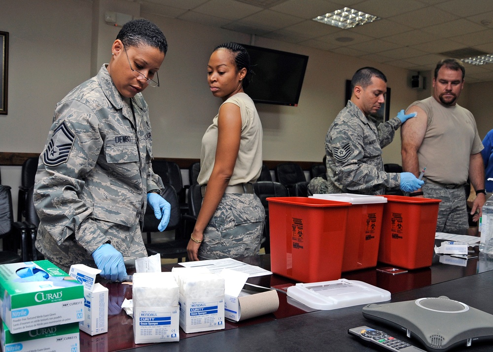 332nd Expeditionary Medical Group administers flu shots