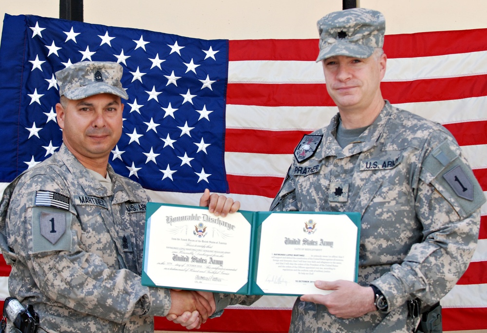 Army first sergeant re-enlists