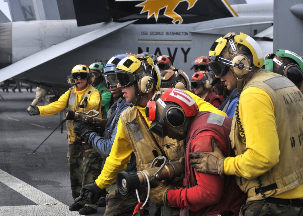 USS George Washington conducts fire drills