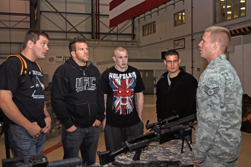 MMA fighters visit base personnel