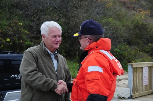 Congressman Delahunt Meets With Rear Adm. Neptun at Coast Guard Station Chatham