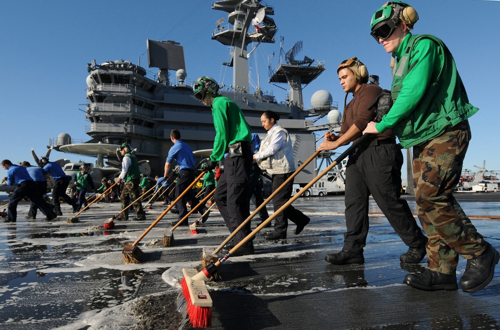 USS George H.W. Bush sailors train