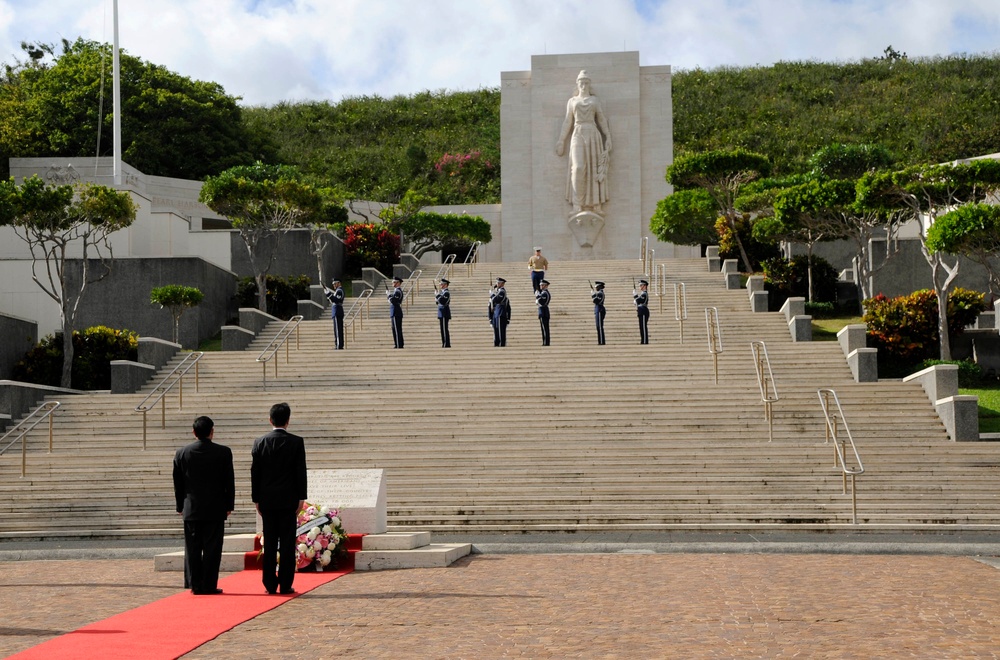 Ceremony at Honolulu's National Memorial Cemetery of the Pacific at Punchbowl